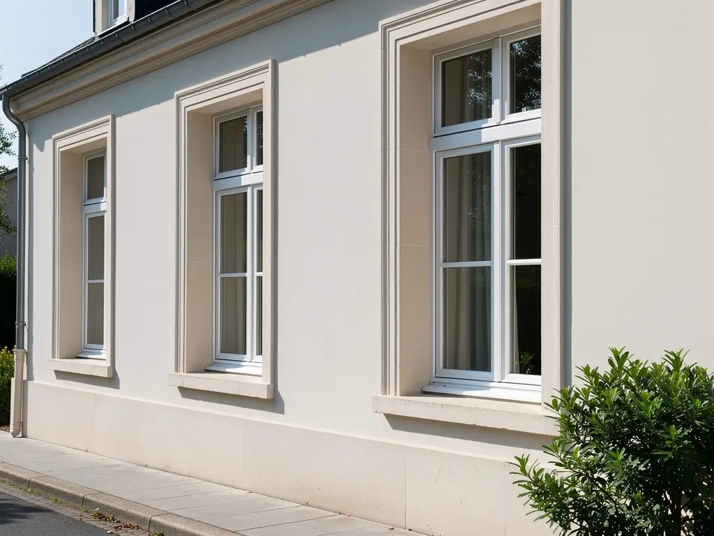 Remplacement de fenêtres PVC sur la façade d'une maison rénovée