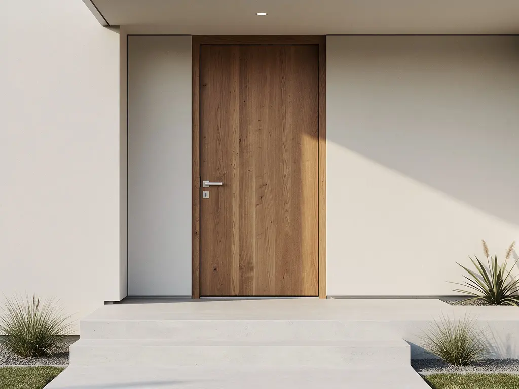 Porte d'entrée en bois sur mesure au design contemporain